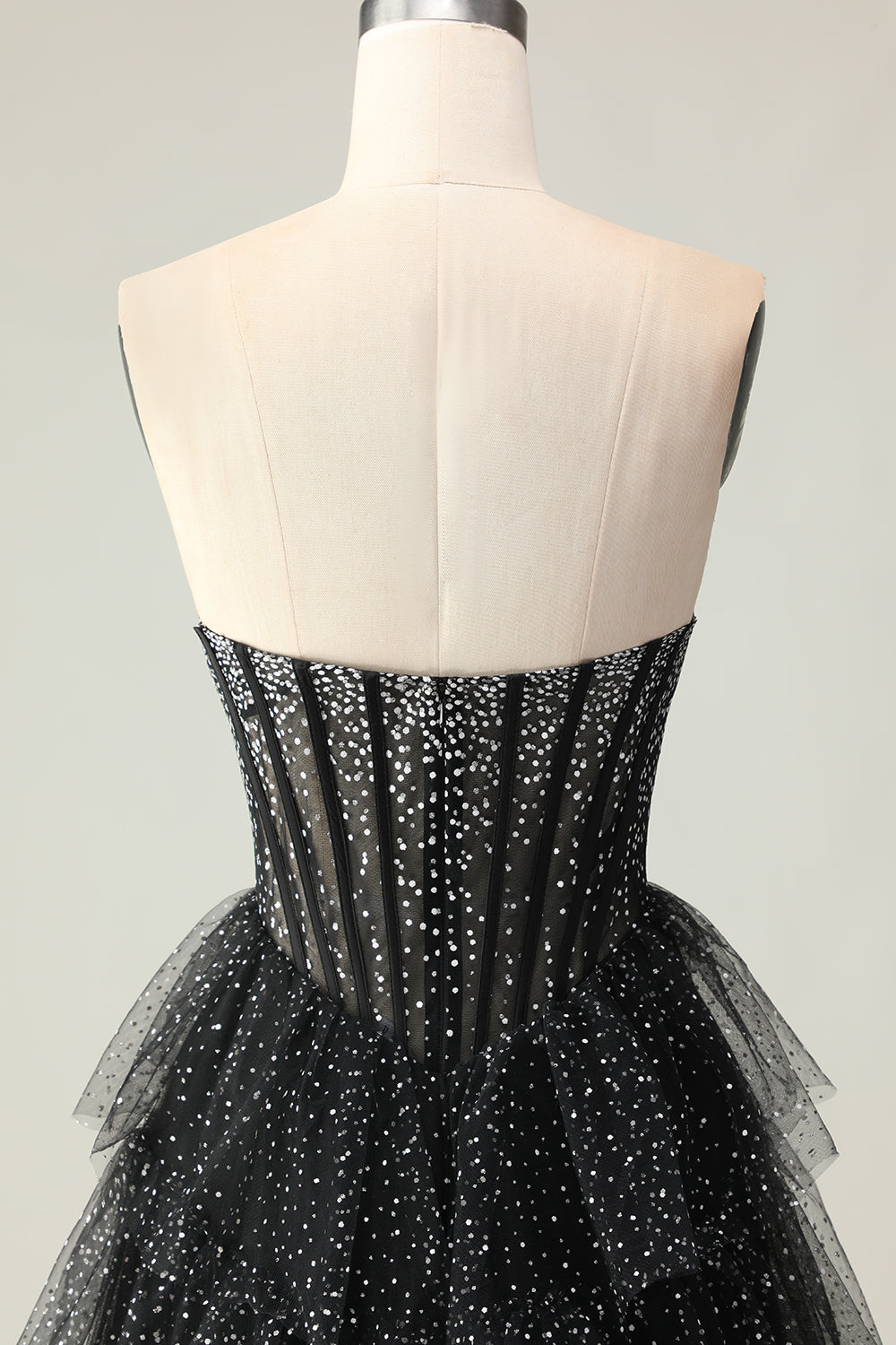 Sparkly Red and White Polka Dots Ruffled Sweetheart Long Corset Prom Dress