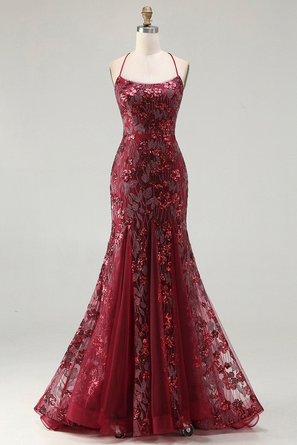 Sparkly Floral Rose Golden Sequins Mermaid Beaded Long Prom Dress