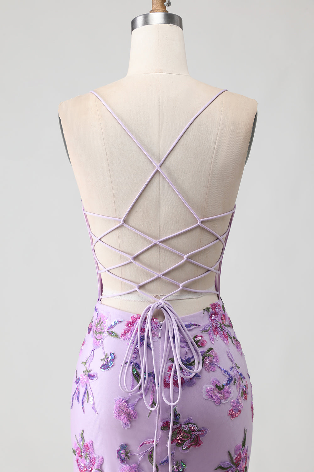 Sparkly Purple Corset Floral Mermaid Long Prom Dress