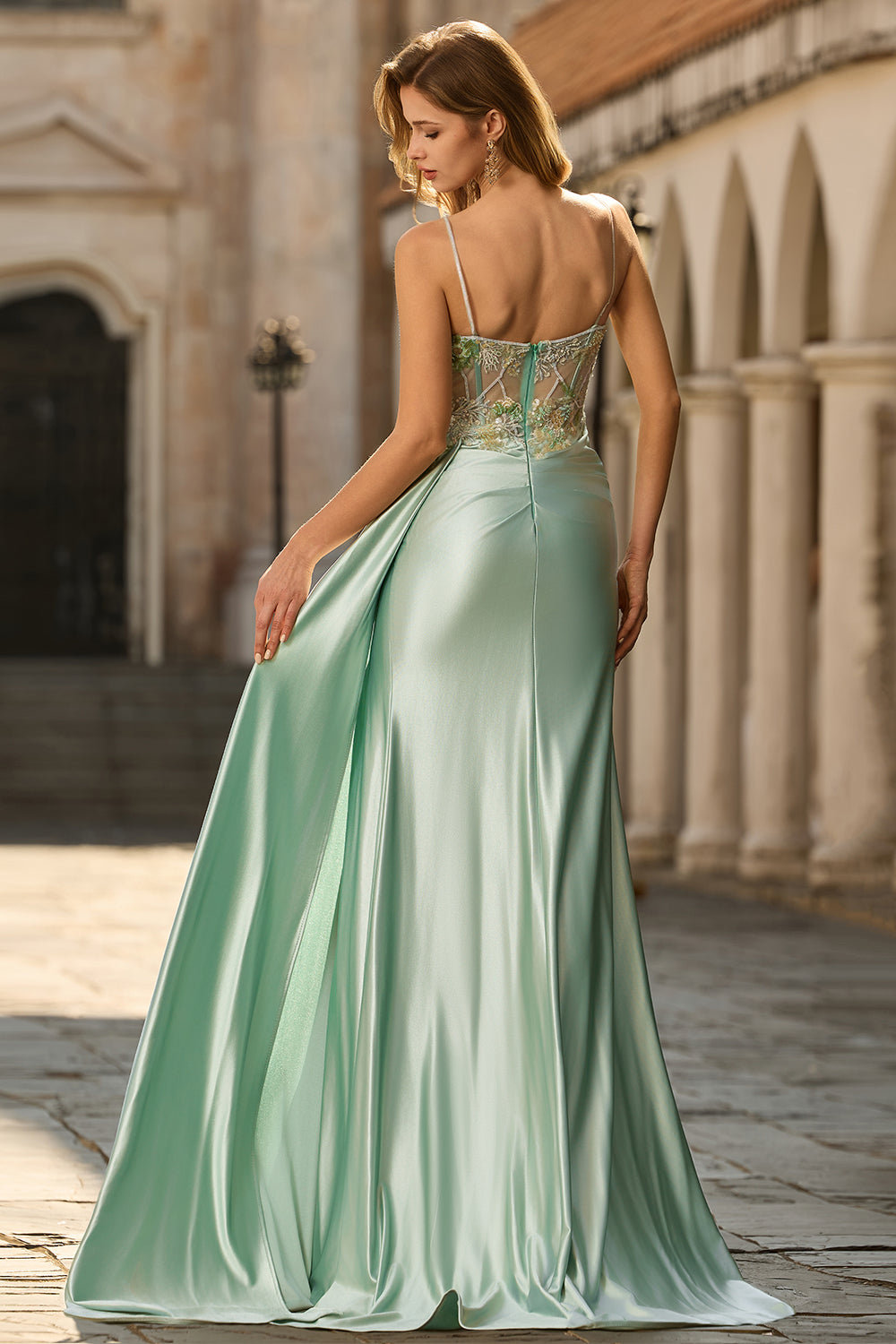 Sparkly Pink Floral Satin Mermaid Long Corset Prom Dress with Sequin