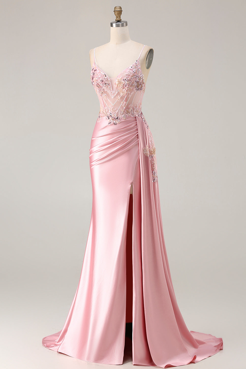 Sparkly Green Floral Mermaid Long Corset Prom Dress with Appliques
