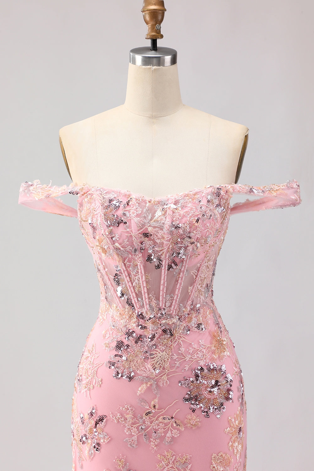 Sparkly Floral Green Mermaid Long Corset Prom Dress with Ruffles