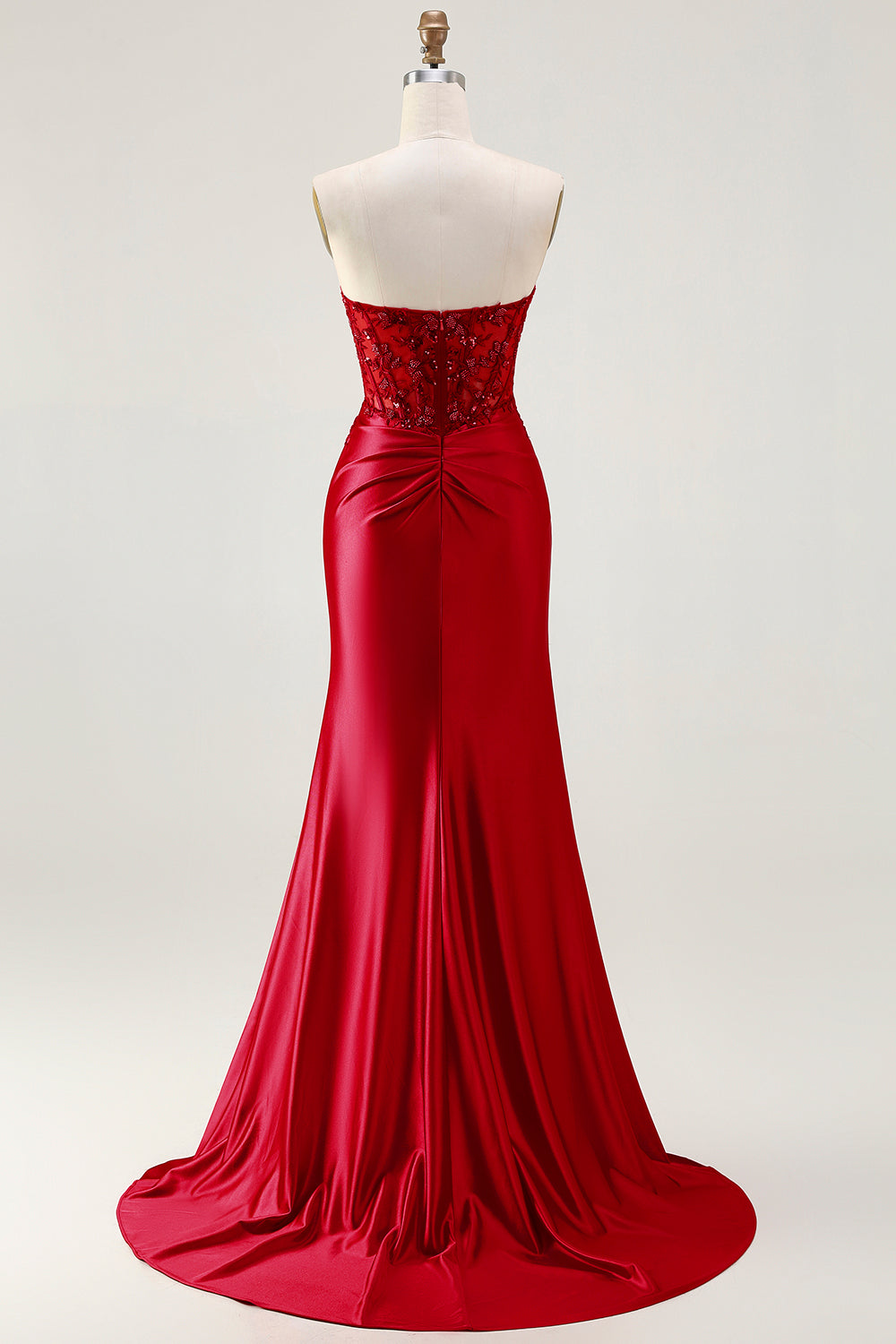 Sparkly Royal Blue Appliqued Mermaid Long Corset Prom Dress with Slit