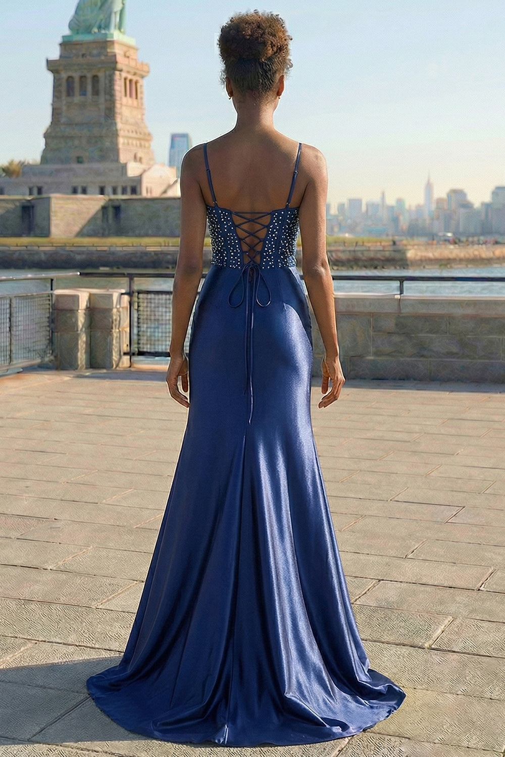Floral Burgundy Mermaid Appliqued Long Corset Prom Dress with Slit