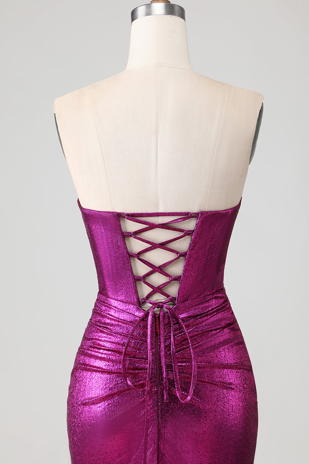Fuchsia Mermaid Long Metallic Prom Dress with 3D Flowers