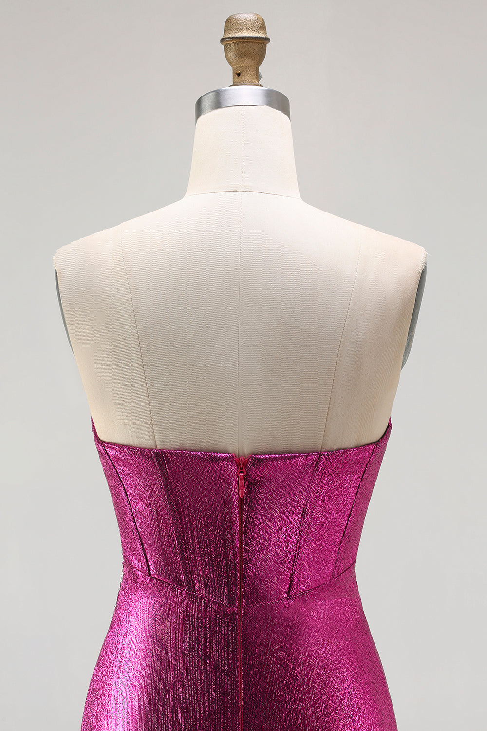 Sparkly Fuchsia Beaded Mermaid Long Corset Prom Dress