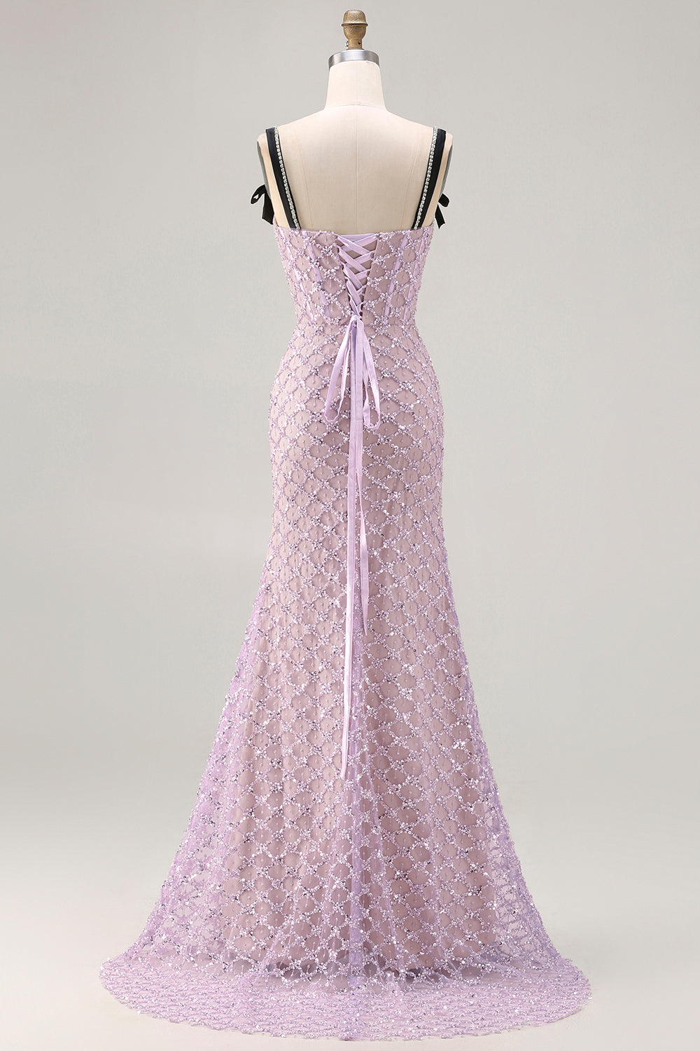 Sparkly Lilac Mermaid Sequins Long Prom Dress with Slit