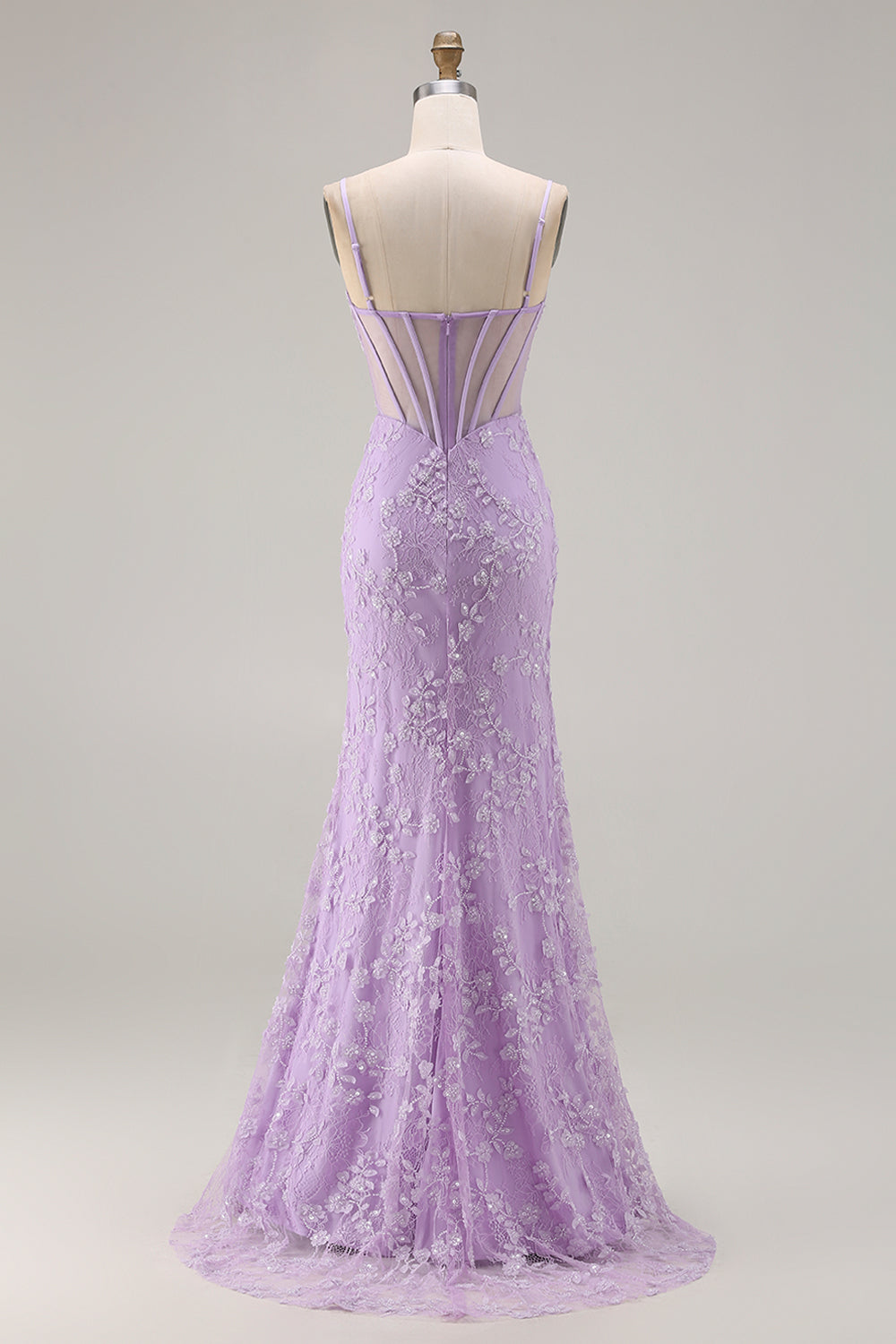 Sparkly Blue Beaded Mermaid Corset Floral Long Prom Dress with Slit