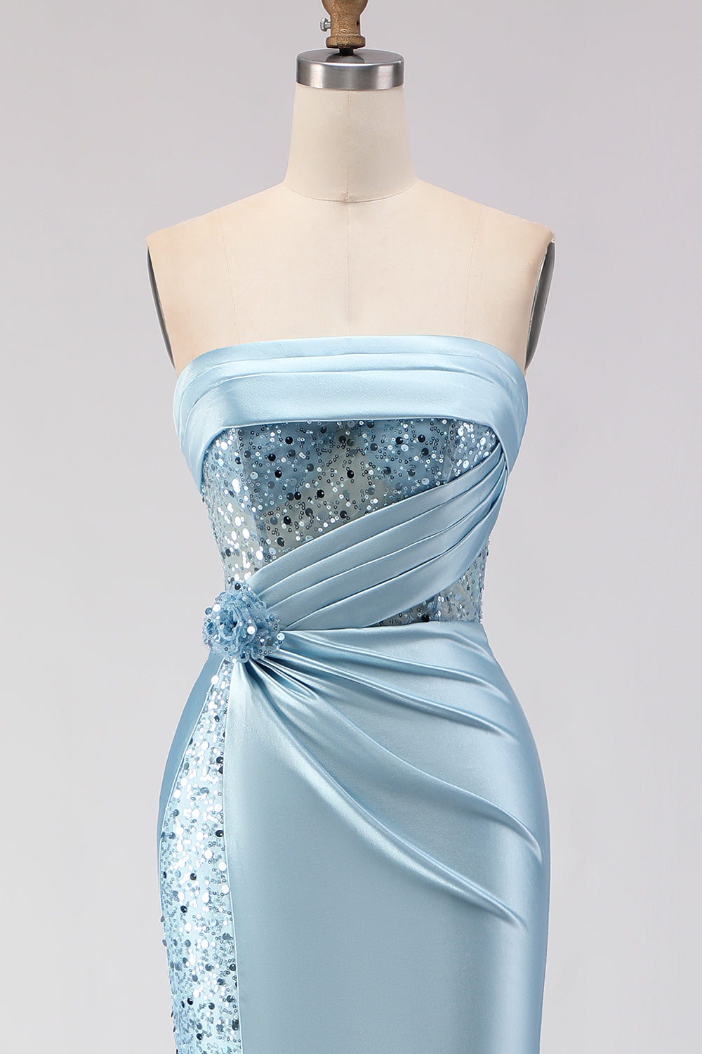 Sparkly Purple Mermaid Ruched Long Corset Prom Dress with Slit