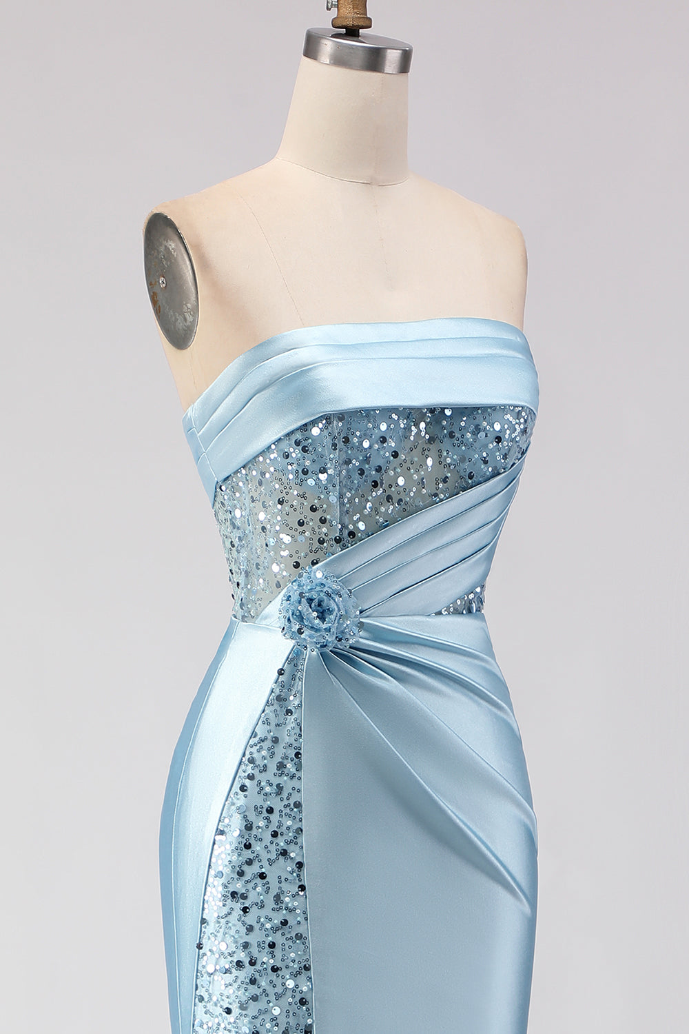 Sparkly Purple Mermaid Ruched Long Corset Prom Dress with Slit