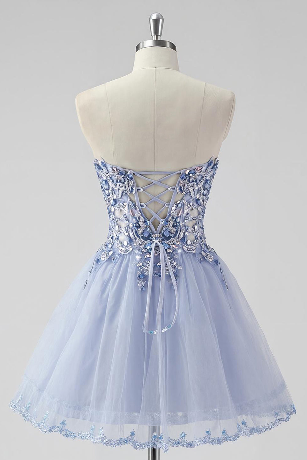 Sparkly Lavender Strapless Corset Short Homecoming Dress