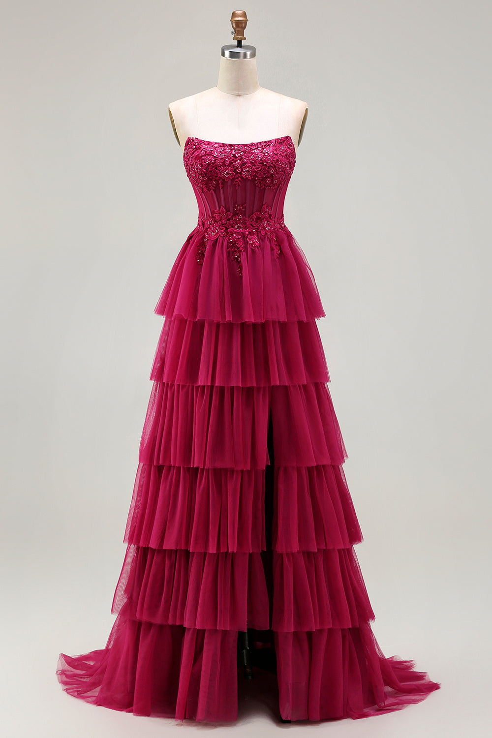 Sparkly Floral Green Beaded Long Corset Prom Dress with Ruffles