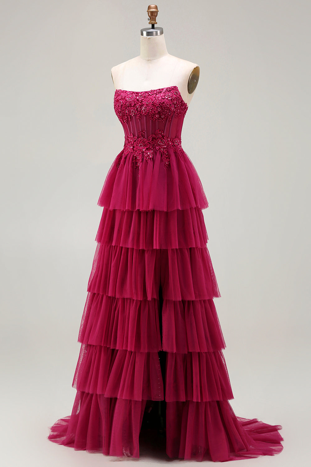 Sparkly Floral Green Beaded Long Corset Prom Dress with Ruffles