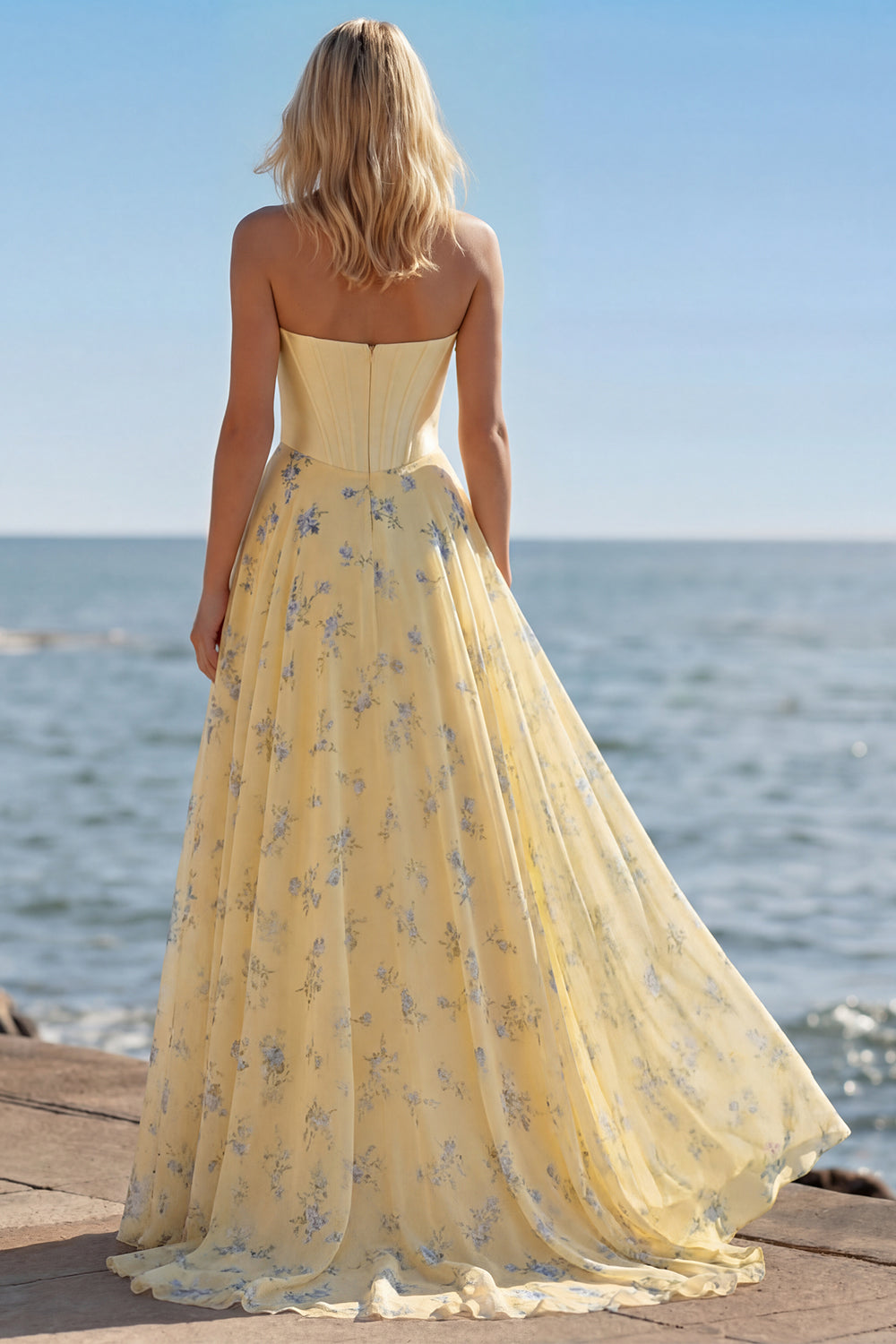 Floral Pink and Red Sweetheart A Line Long Corset Prom Dress with Bow