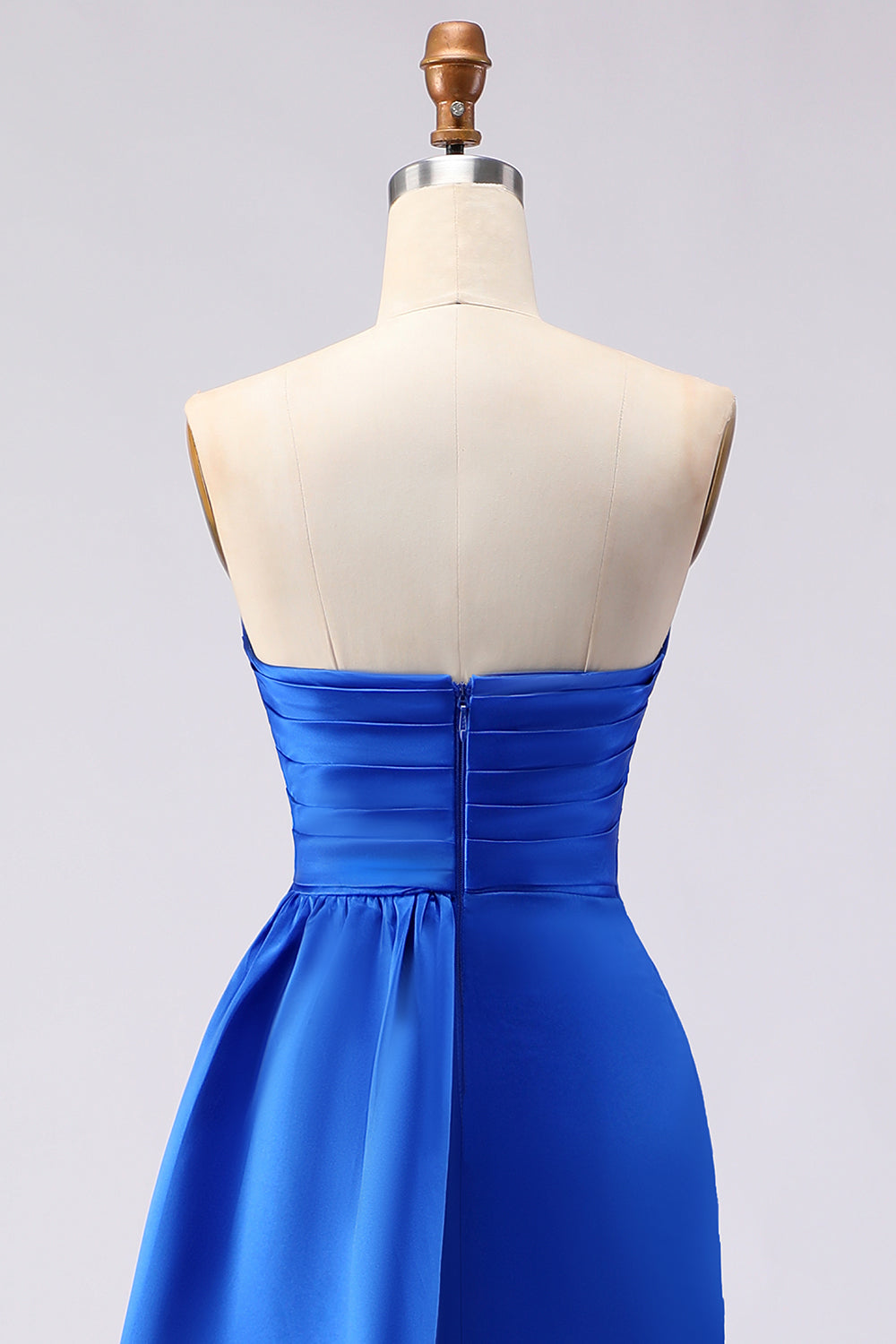 Royal Blue Mermaid Strapless Long Prom Dress with Side Cape