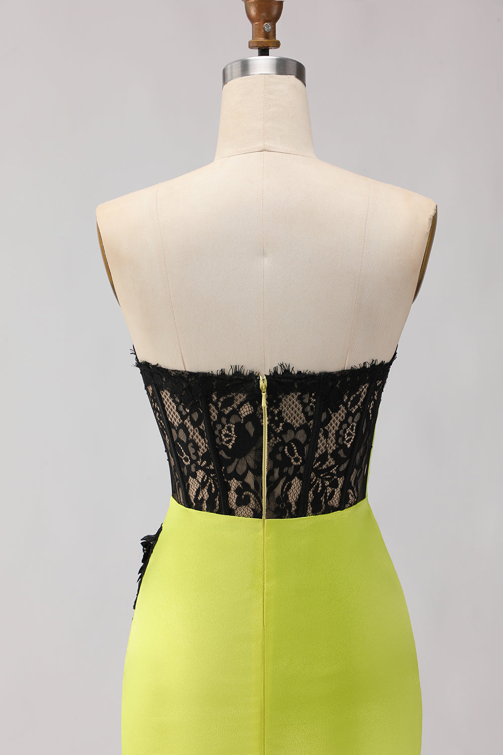 Black and Green Mermaid Ruched Long Corset Prom Dress with Slit