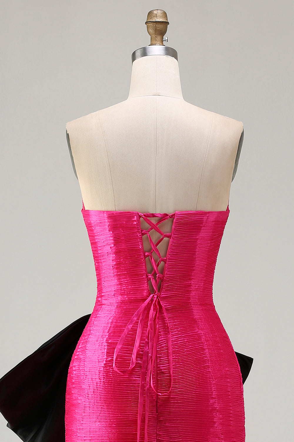 Fuchsia Mermaid Strapless Long Prom Dress with Bow