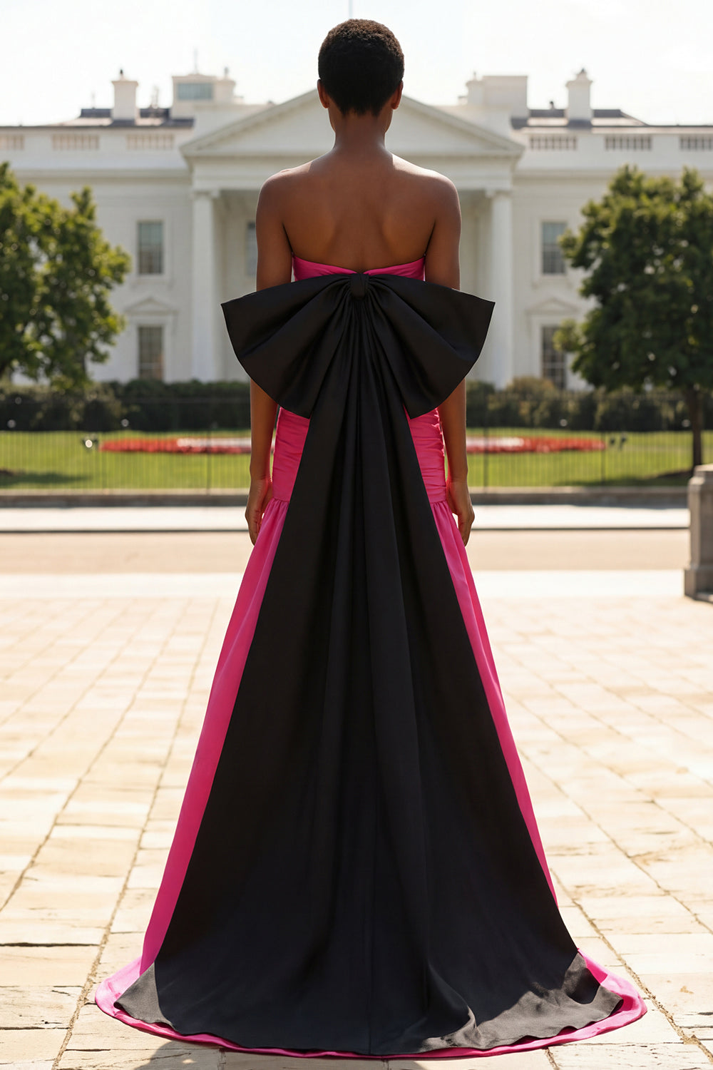 Fuchsia Mermaid Strapless Long Prom Dress with Bow