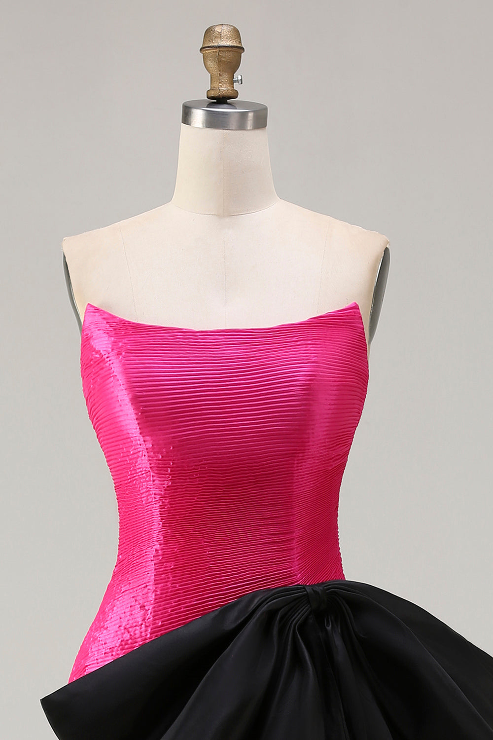 Fuchsia Mermaid Strapless Long Prom Dress with Bow