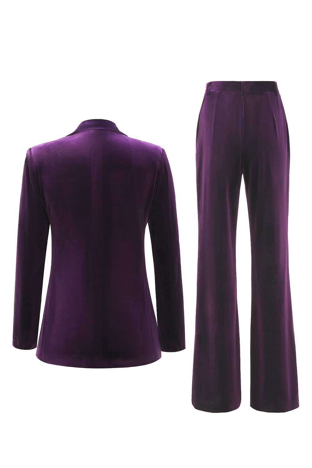 Plum Velvet Peak Lapel 2 Piece Prom Suits with Pockets