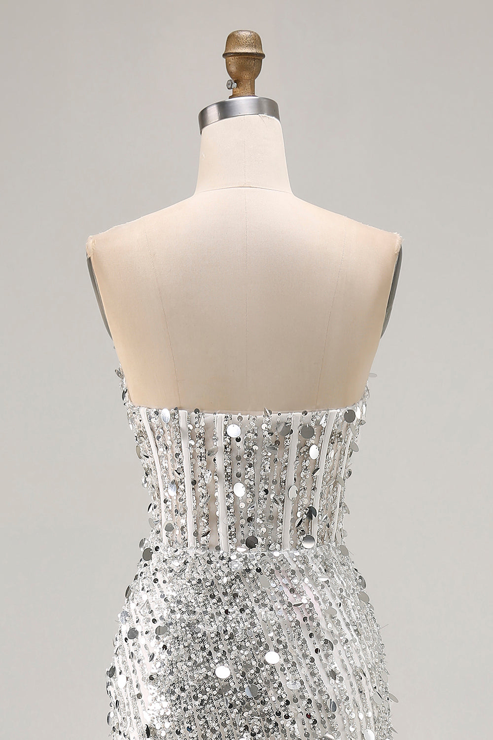 Sparkly Pink Mermaid Beaded Long Corset Prom Dress with Slit