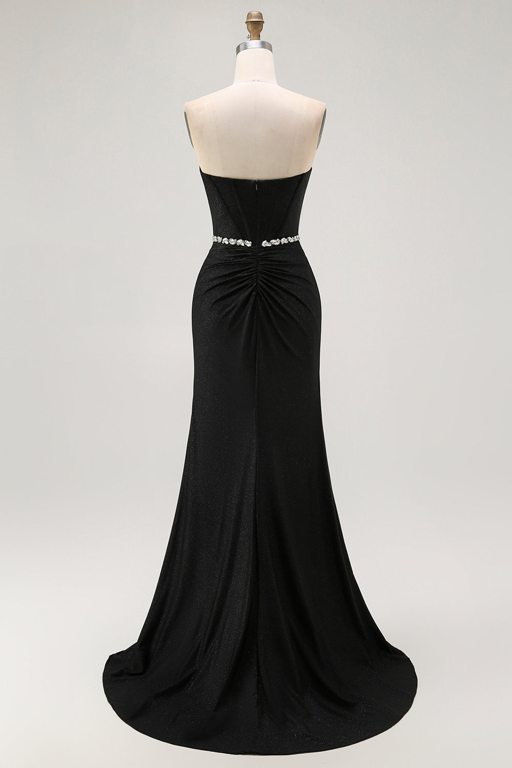 Sparkly Black Strapless Corset Mermaid Long Prom Dress