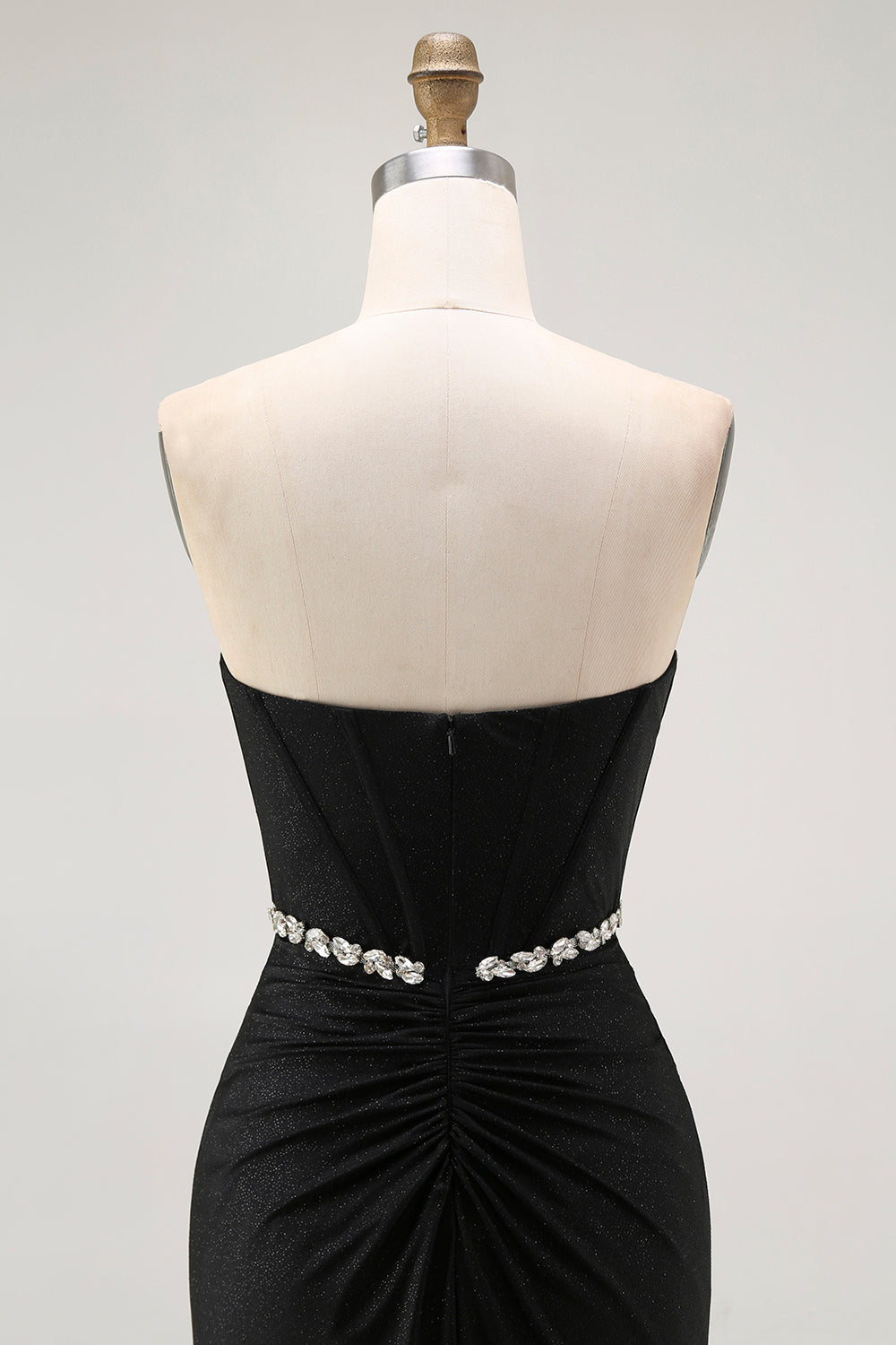 Sparkly Black Strapless Corset Mermaid Long Prom Dress