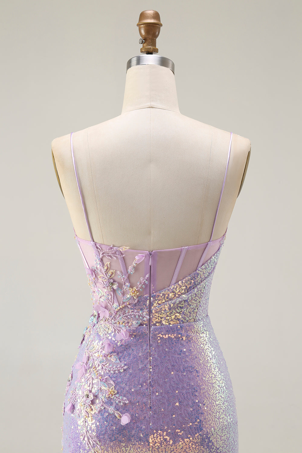 Sparkly Lilac Mermaid Corset Long Prom Dress with Slit