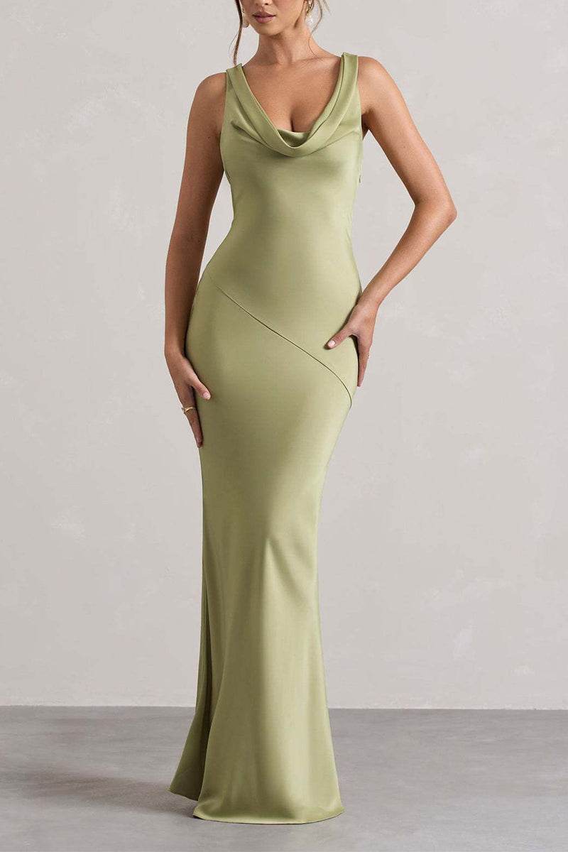 Trumpet-Mermaid Maxi Luxe Satin Semi-Formal Dresses 895917818892