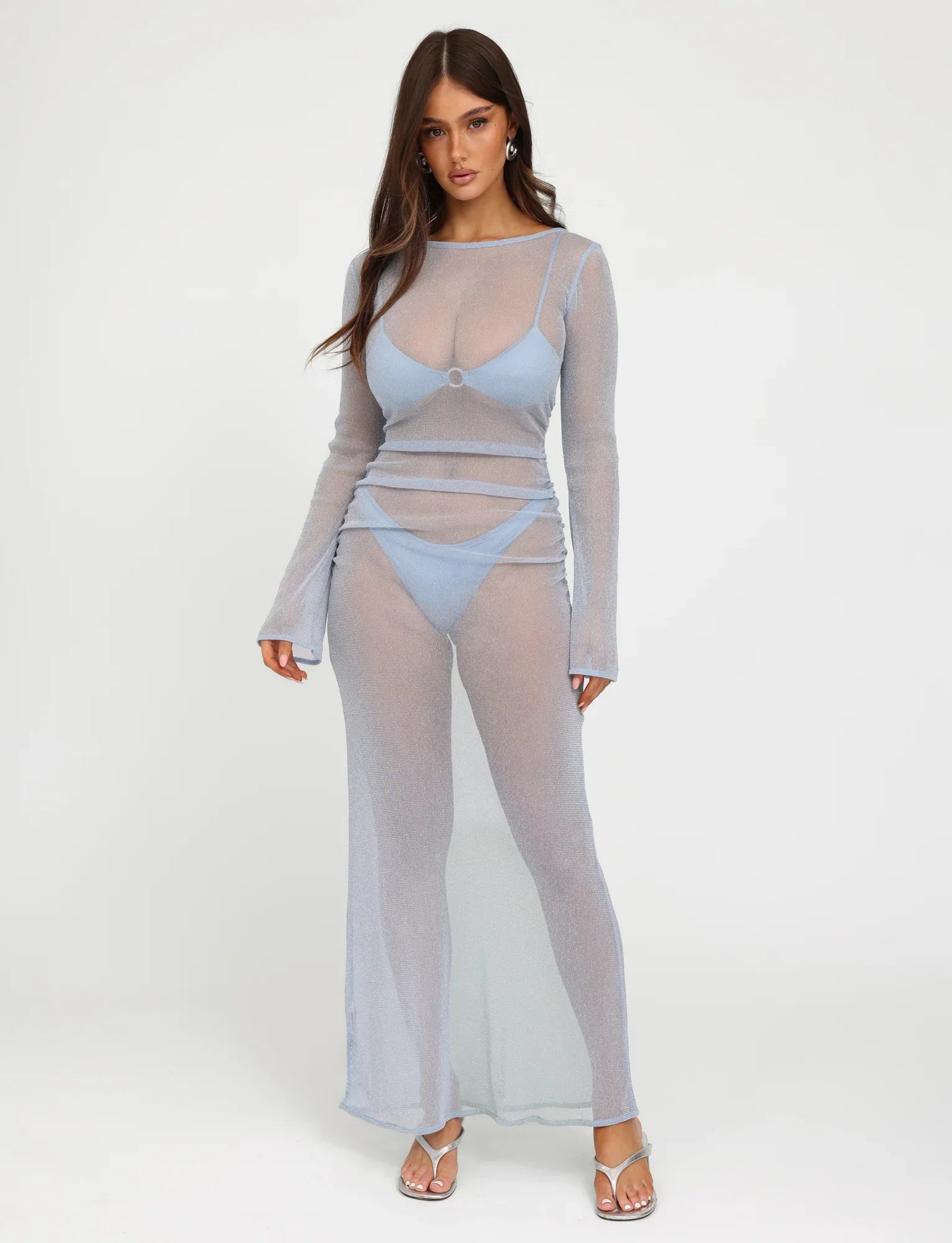 ALAYNA THREE PIECE MAXI DRESS - BLUE : PALE BLUE