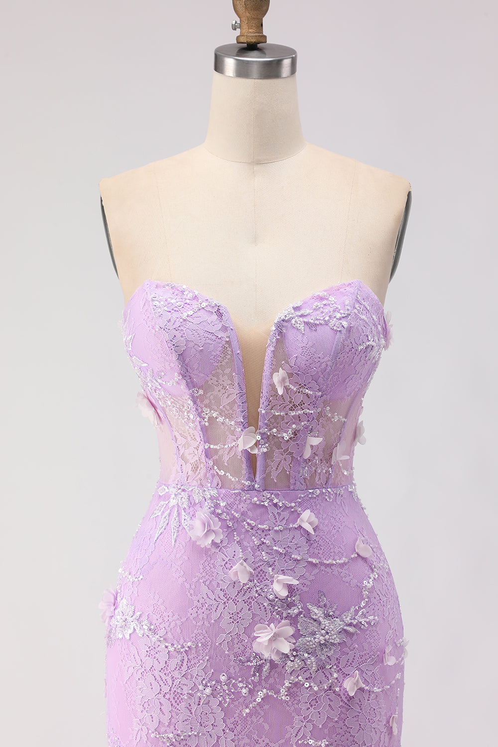 Floral Yellow Mermaid Tulle Strapless Long Corset Prom Dress with Lace