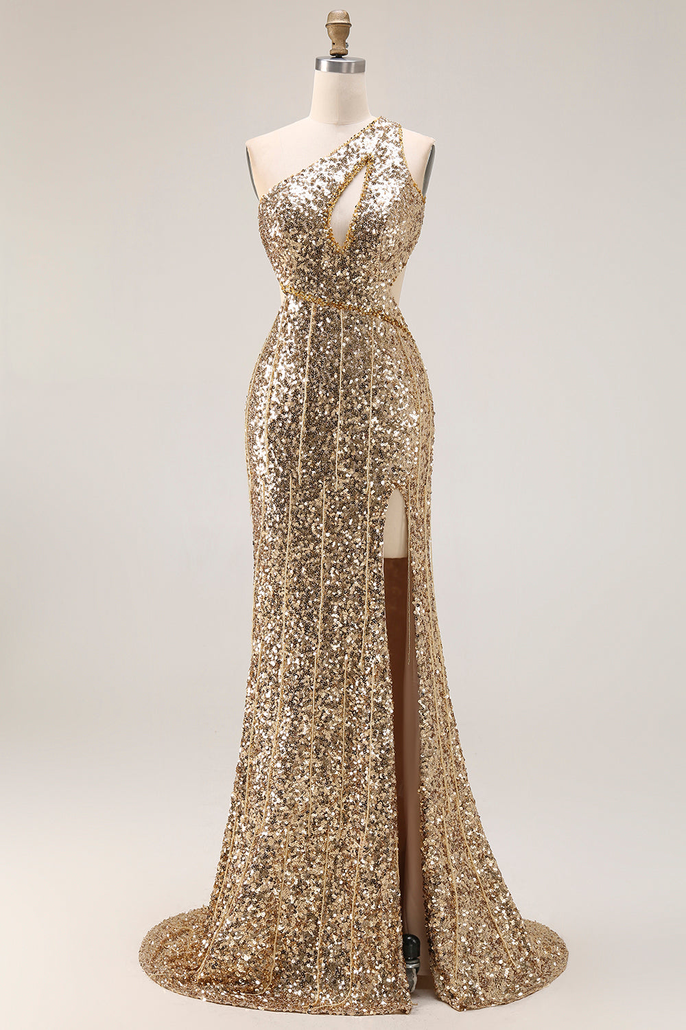 Sparkly Silver Sequins Mermaid Long Prom Dress with Slit