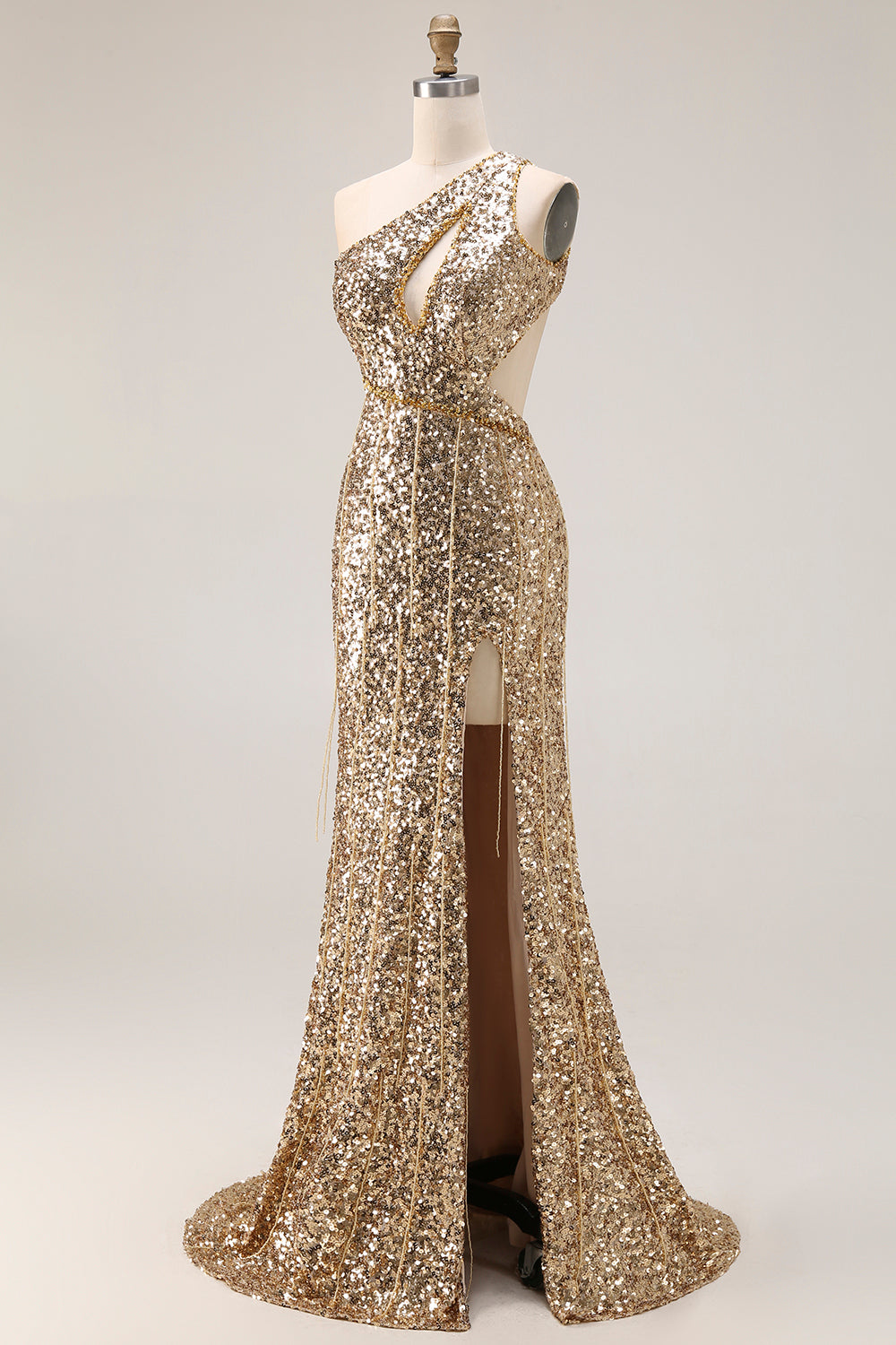 Sparkly Silver Sequins Mermaid Long Prom Dress with Slit