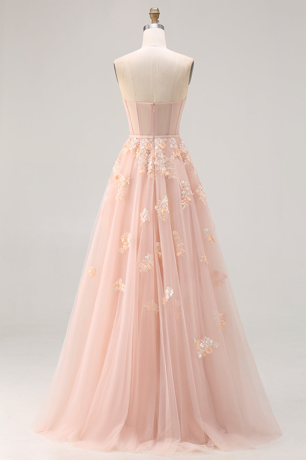 Green Floral A Line Tulle Long Corset Prom Dress with Cape
