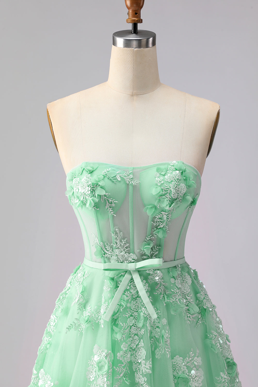 Blush Floral Tulle A Line Corset Long Prom Dress with Cape