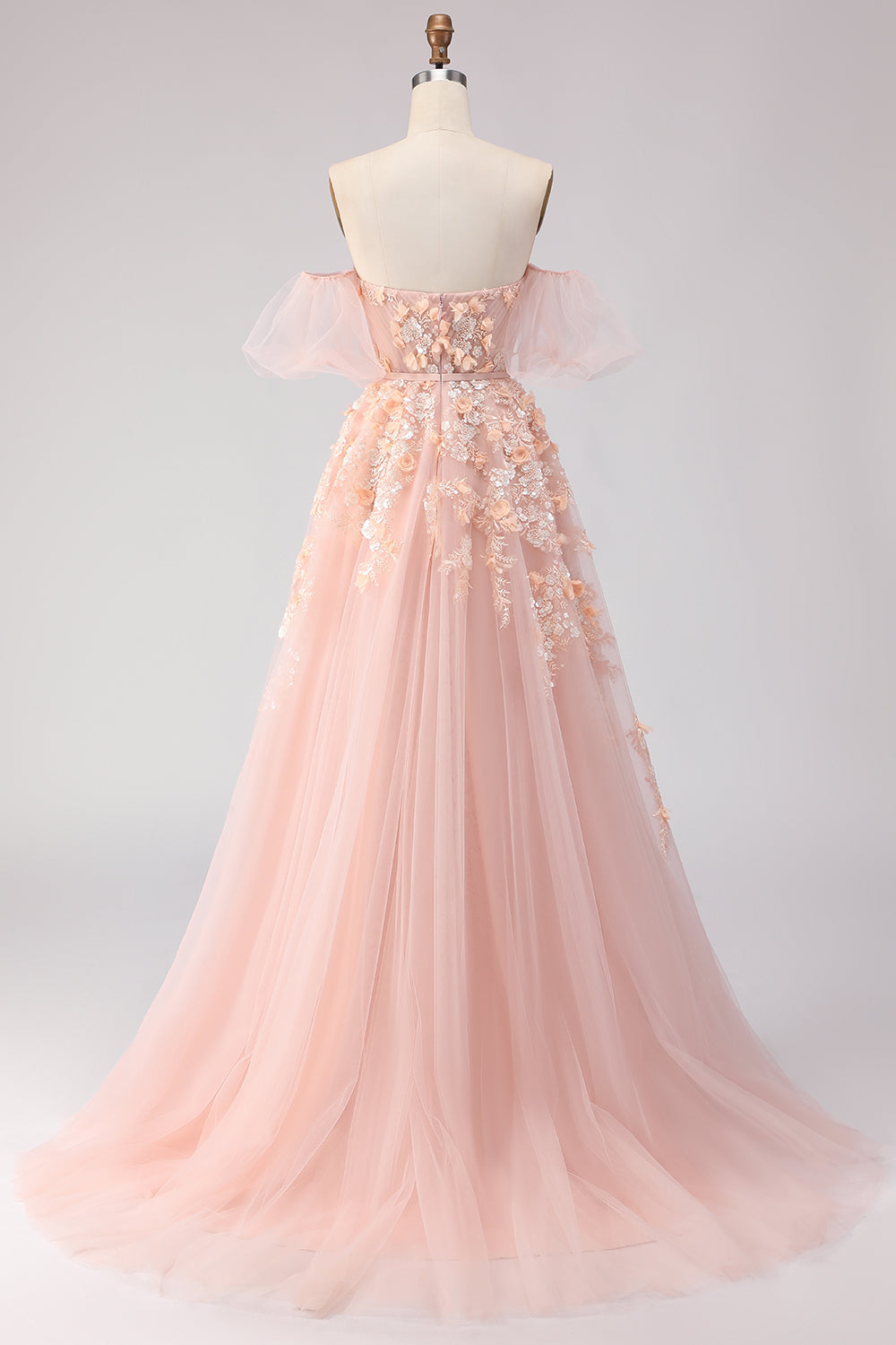 Floral Purple Off the Shoulder A Line Long Prom Dress with Bow