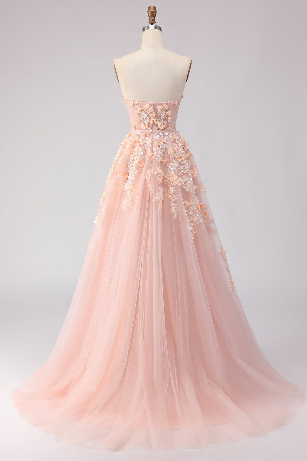 Floral Blush Off the Shoulder A Line Long Prom Dress with Bow