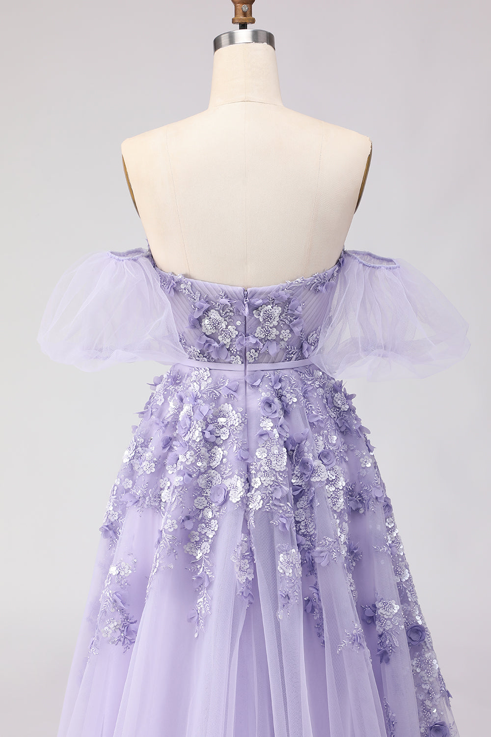 Floral Blush Off the Shoulder A Line Long Prom Dress with Bow
