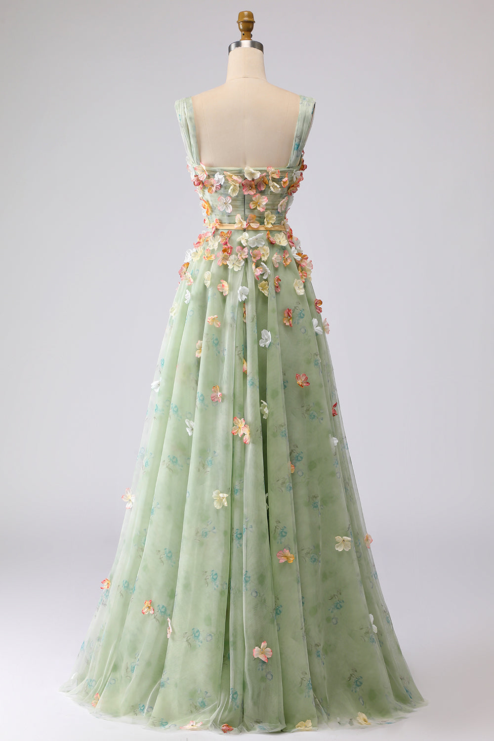 Champagne Floral Off the Shoulder A Line Long Prom Dress with 3D Flowers
