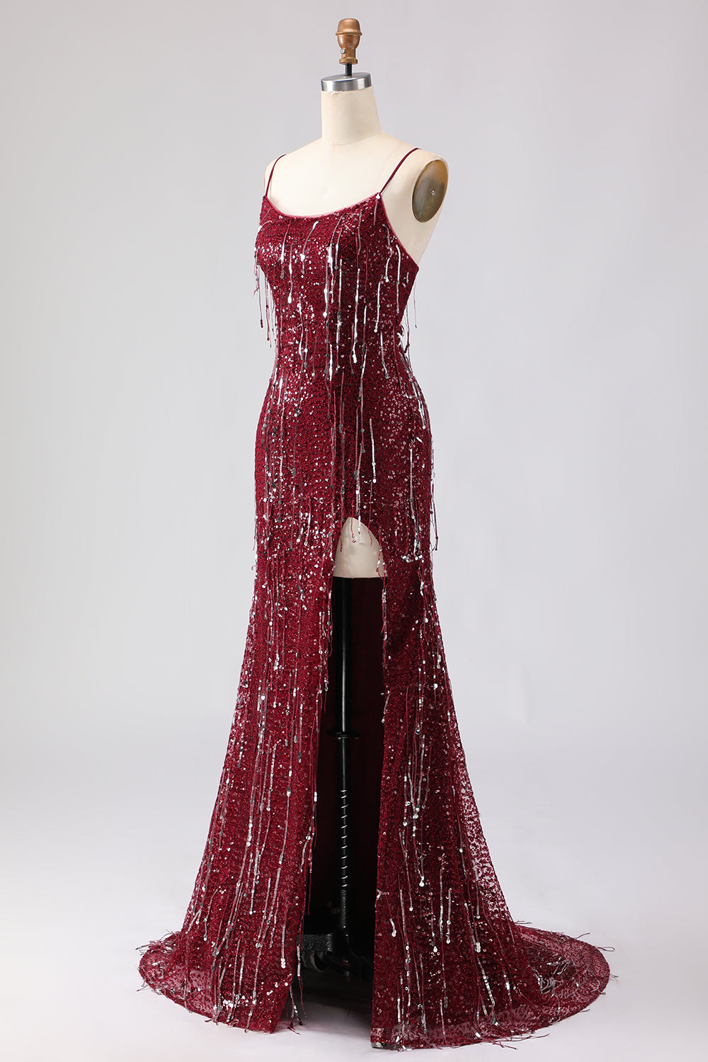 Sparkly Pink Sequins Mermaid Long Prom Dress with Slit