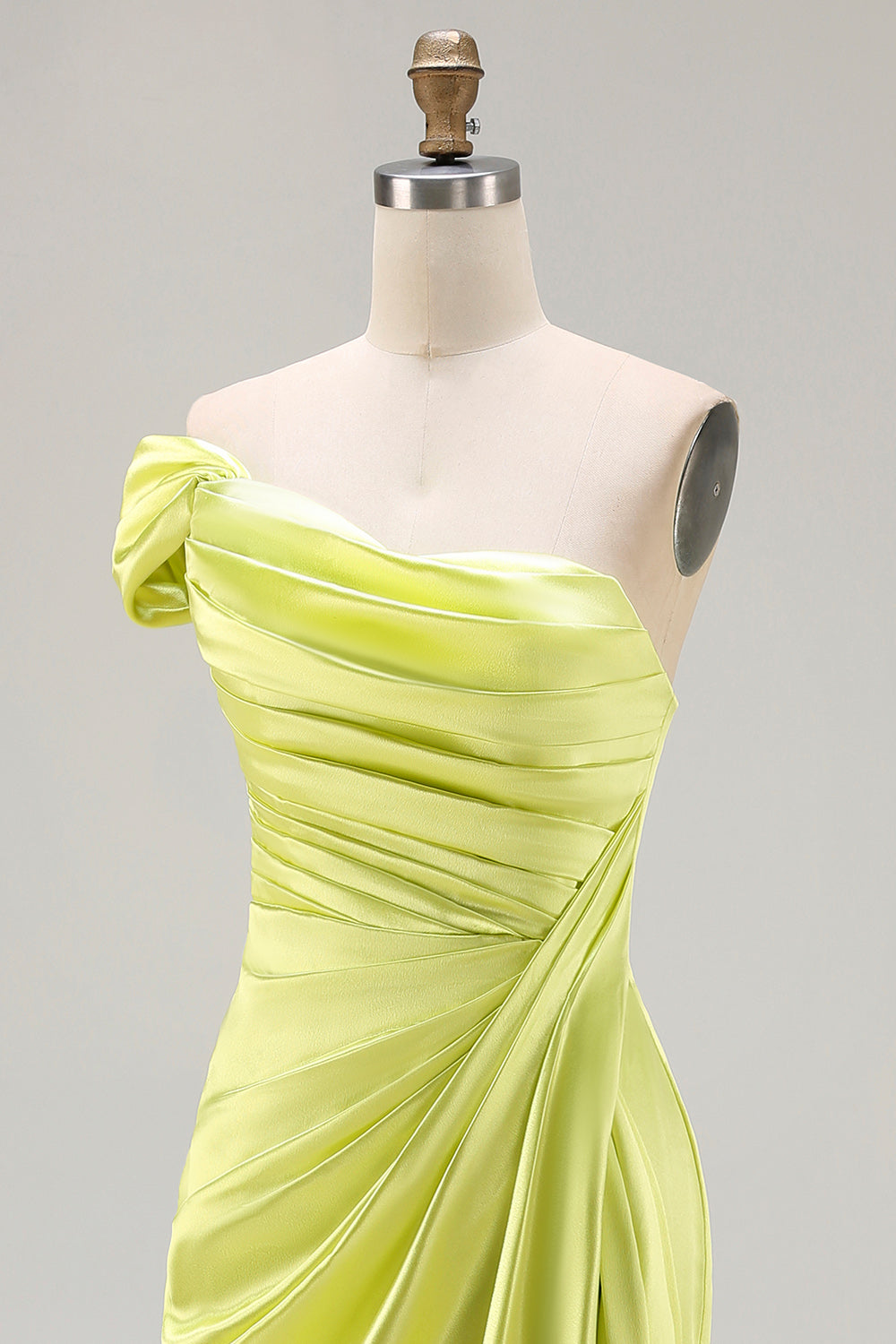 Green One Shoulder Sheath Long Prom Dress with Slit