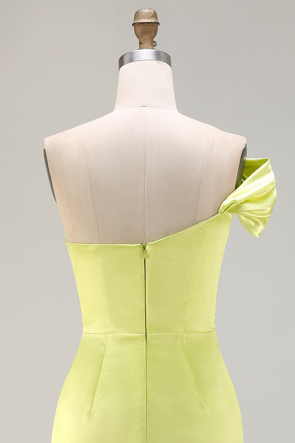 Green One Shoulder Sheath Long Prom Dress with Slit