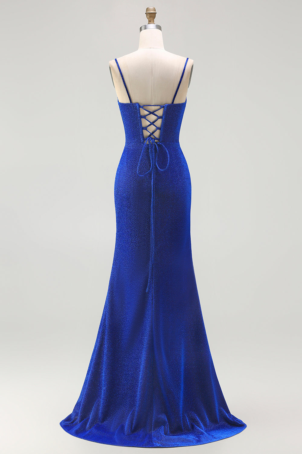 Royal Blue Corset Mermaid Long Prom Dress with Slit