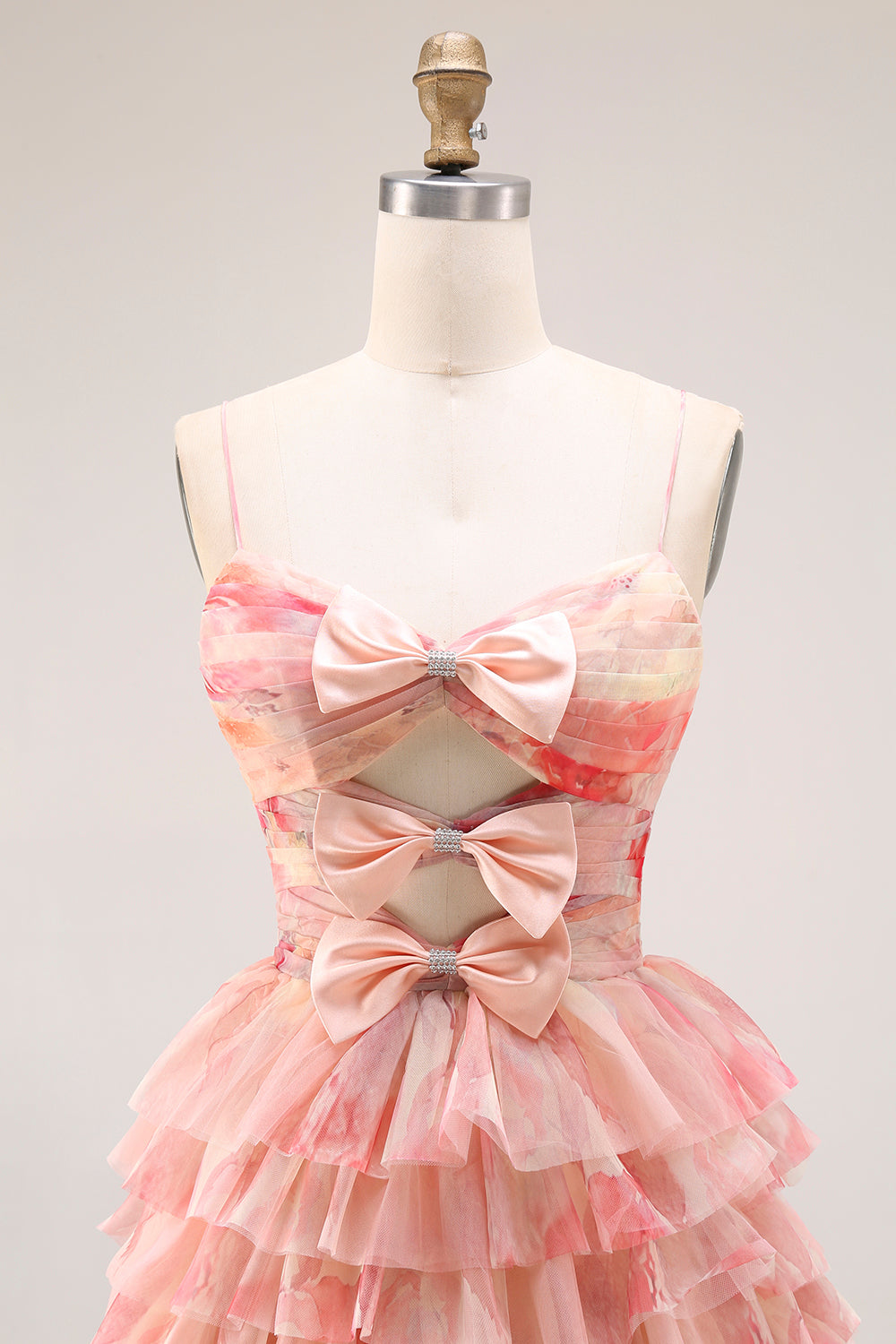 Sunset A Line Tiered Ruffled Long Prom Dress with Slit