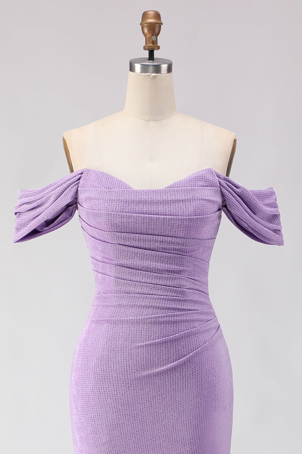 Purple Mermaid Off the Shoulder Long Prom Dress with Slit