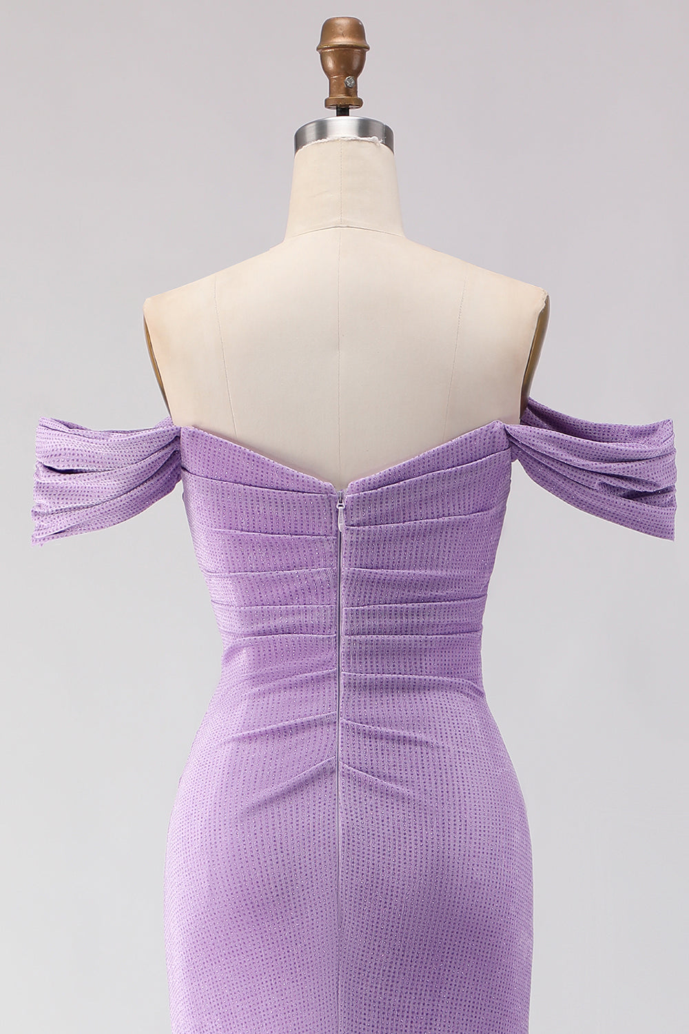 Purple Mermaid Off the Shoulder Long Prom Dress with Slit
