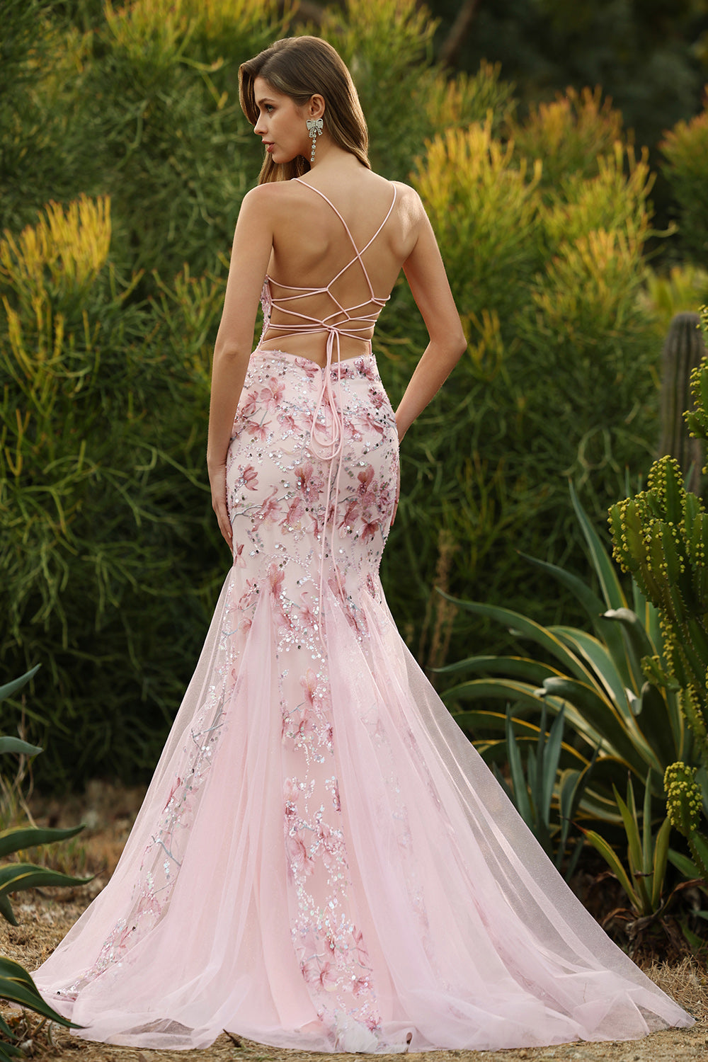Sparkly Floral Black Beaded Spaghetti Straps Long Corset Prom Dress