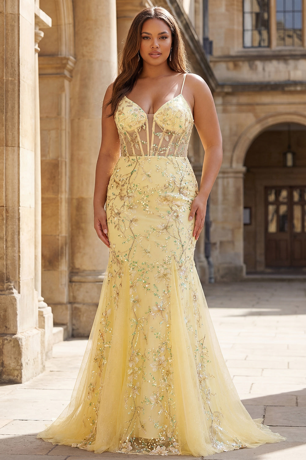 Sparkly Floral Black Beaded Spaghetti Straps Long Corset Prom Dress