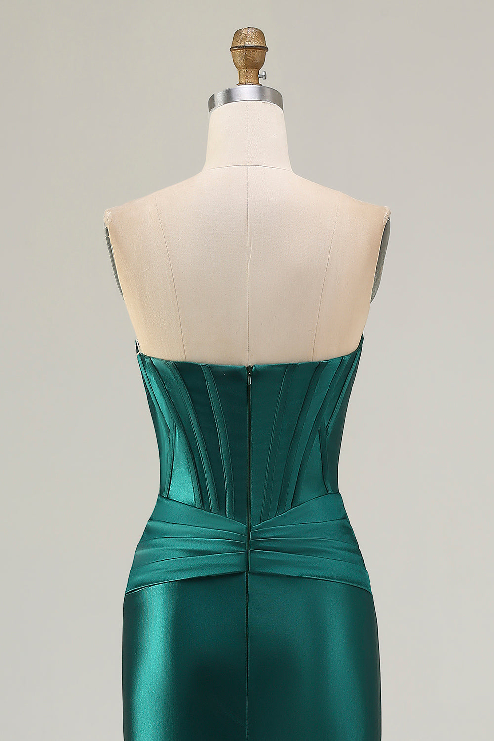 Dark Green Mermaid Strapless Corset Long Prom Dress
