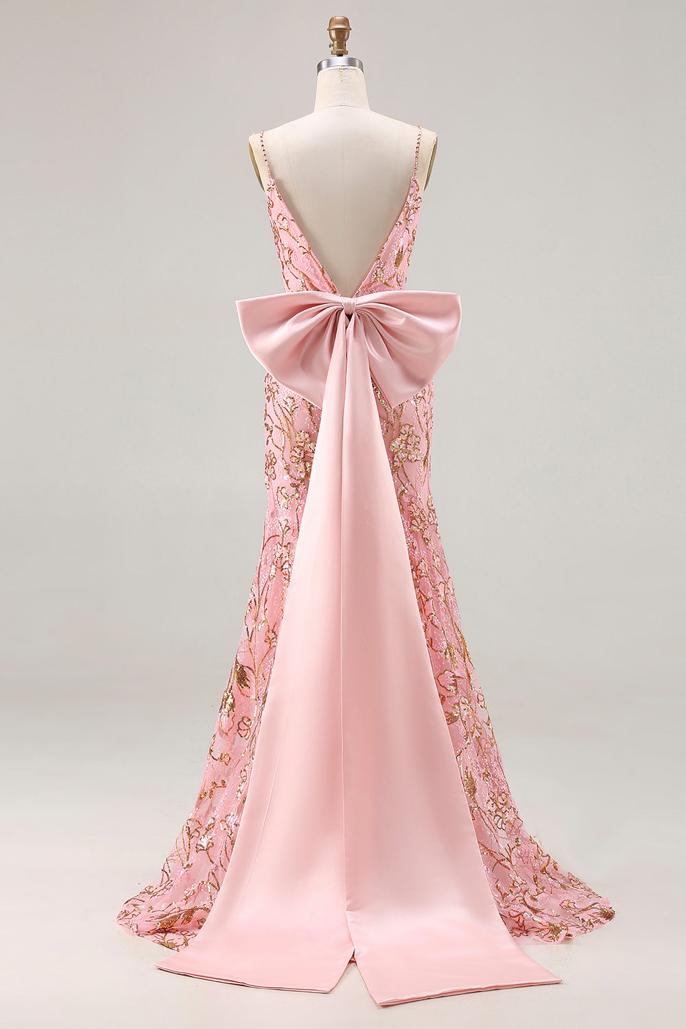 Sparkly Floral Pink Mermaid Sequin Long Prom Dress with Slit